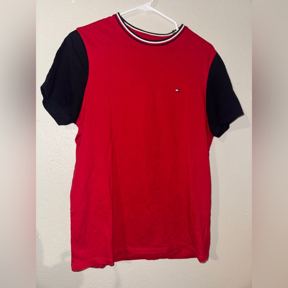 Tommy Hilfiger Red and Black Short Sleeve Tee